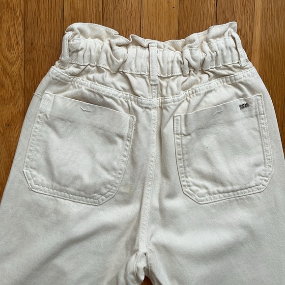 Zara Size 0 Baggy Paperbag Jeans in Ecru / Cream Elastic Waist Denim - Picture 14 of 16